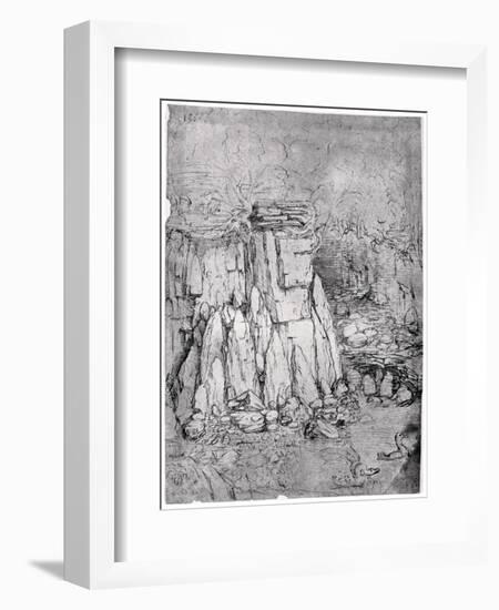 Study of a Rocky Cavern with Ducks, 1482-1485-Leonardo da Vinci-Framed Giclee Print