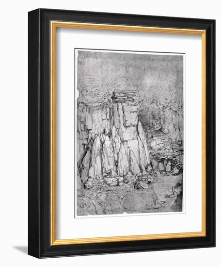 Study of a Rocky Cavern with Ducks, 1482-1485-Leonardo da Vinci-Framed Giclee Print