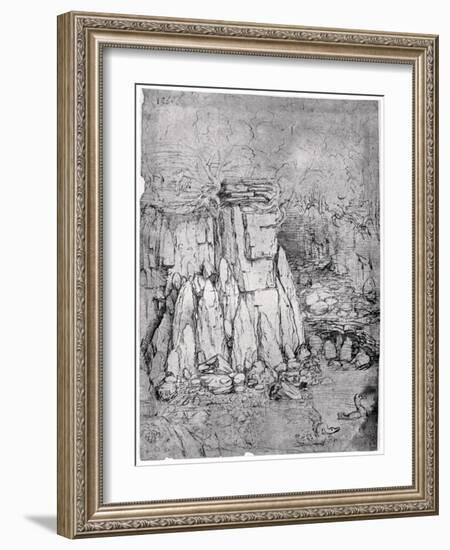 Study of a Rocky Cavern with Ducks, 1482-1485-Leonardo da Vinci-Framed Giclee Print