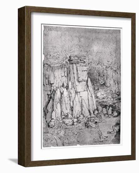 Study of a Rocky Cavern with Ducks, 1482-1485-Leonardo da Vinci-Framed Giclee Print