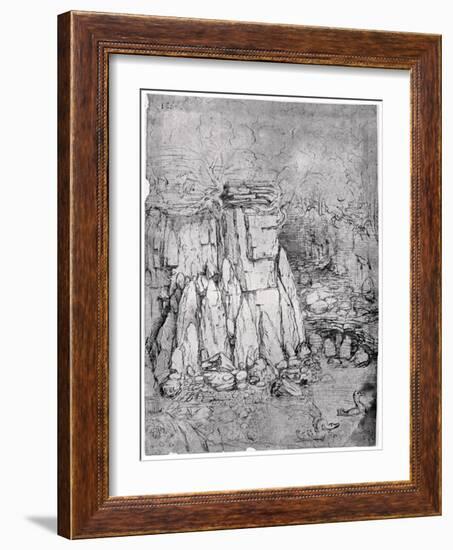 Study of a Rocky Cavern with Ducks, 1482-1485-Leonardo da Vinci-Framed Giclee Print