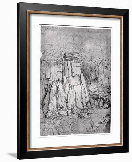 Study of a Rocky Cavern with Ducks, 1482-1485-Leonardo da Vinci-Framed Giclee Print