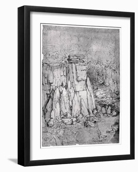 Study of a Rocky Cavern with Ducks, 1482-1485-Leonardo da Vinci-Framed Giclee Print