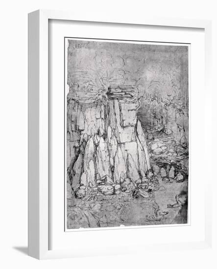 Study of a Rocky Cavern with Ducks, 1482-1485-Leonardo da Vinci-Framed Giclee Print