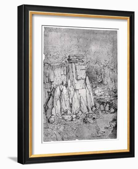 Study of a Rocky Cavern with Ducks, 1482-1485-Leonardo da Vinci-Framed Giclee Print