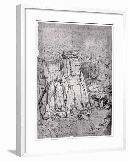 Study of a Rocky Cavern with Ducks, 1482-1485-Leonardo da Vinci-Framed Giclee Print