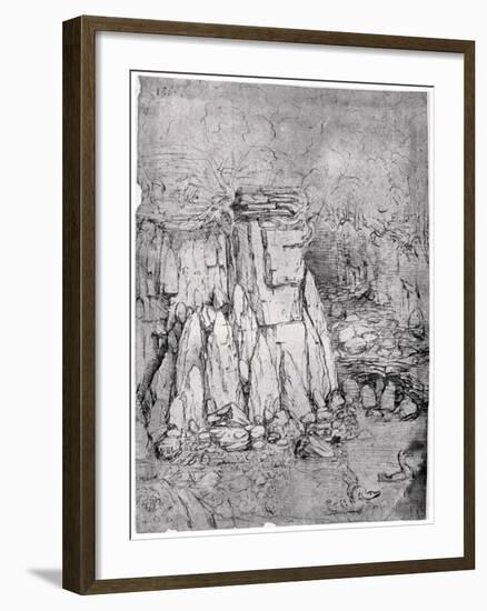 Study of a Rocky Cavern with Ducks, 1482-1485-Leonardo da Vinci-Framed Giclee Print