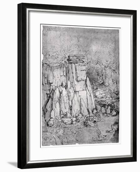 Study of a Rocky Cavern with Ducks, 1482-1485-Leonardo da Vinci-Framed Giclee Print