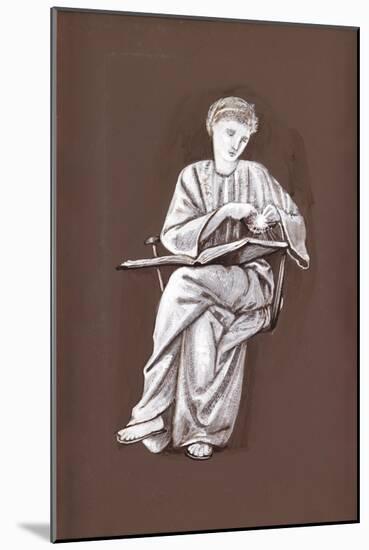 Study of a Seated Girl, with a Book-Edward Burne-Jones-Mounted Giclee Print