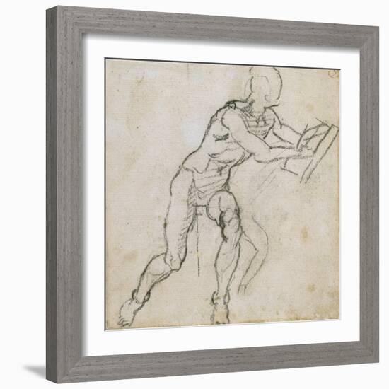 Study of a Seated Male Nude, C.1511-Michelangelo Buonarroti-Framed Giclee Print