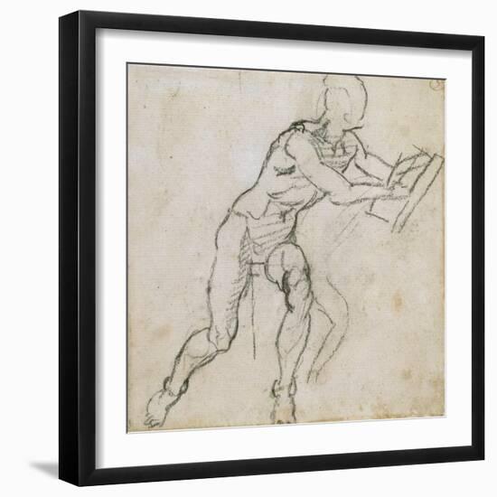 Study of a Seated Male Nude, C.1511-Michelangelo Buonarroti-Framed Giclee Print