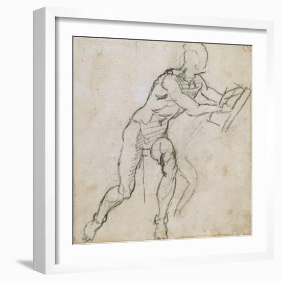 Study of a Seated Male Nude, C.1511-Michelangelo Buonarroti-Framed Giclee Print