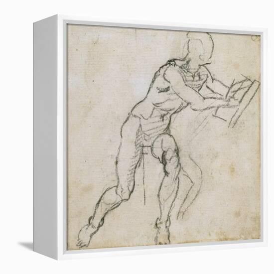 Study of a Seated Male Nude, C.1511-Michelangelo Buonarroti-Framed Premier Image Canvas