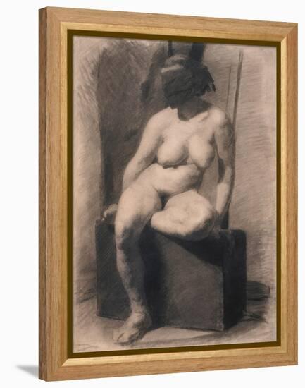 Study of a Seated Nude Woman Wearing a Mask, 1863-66 (Charcoal and Crayon with Stumping on Paper)-Thomas Cowperthwait Eakins-Framed Premier Image Canvas