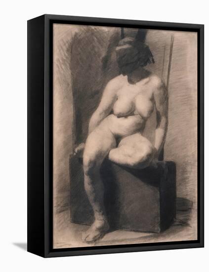 Study of a Seated Nude Woman Wearing a Mask, 1863-66 (Charcoal and Crayon with Stumping on Paper)-Thomas Cowperthwait Eakins-Framed Premier Image Canvas