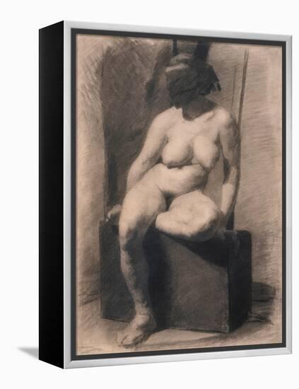 Study of a Seated Nude Woman Wearing a Mask, 1863-66 (Charcoal and Crayon with Stumping on Paper)-Thomas Cowperthwait Eakins-Framed Premier Image Canvas