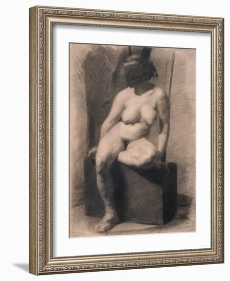 Study of a Seated Nude Woman Wearing a Mask, 1863-66 (Charcoal and Crayon with Stumping on Paper)-Thomas Cowperthwait Eakins-Framed Giclee Print