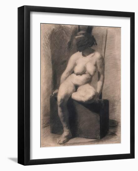 Study of a Seated Nude Woman Wearing a Mask, 1863-66 (Charcoal and Crayon with Stumping on Paper)-Thomas Cowperthwait Eakins-Framed Giclee Print