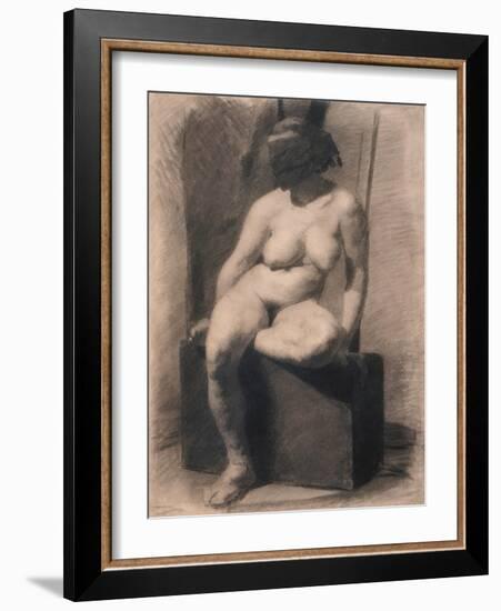 Study of a Seated Nude Woman Wearing a Mask, 1863-66 (Charcoal and Crayon with Stumping on Paper)-Thomas Cowperthwait Eakins-Framed Giclee Print