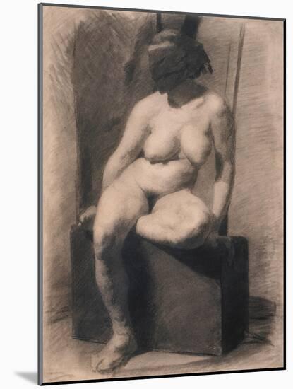 Study of a Seated Nude Woman Wearing a Mask, 1863-66 (Charcoal and Crayon with Stumping on Paper)-Thomas Cowperthwait Eakins-Mounted Giclee Print