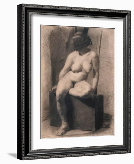 Study of a Seated Nude Woman Wearing a Mask, 1863-66 (Charcoal and Crayon with Stumping on Paper)-Thomas Cowperthwait Eakins-Framed Giclee Print