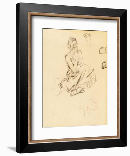 Study of a Seated Woman, 1897-Alphonse Mucha-Framed Giclee Print