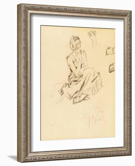 Study of a Seated Woman, 1897-Alphonse Mucha-Framed Giclee Print