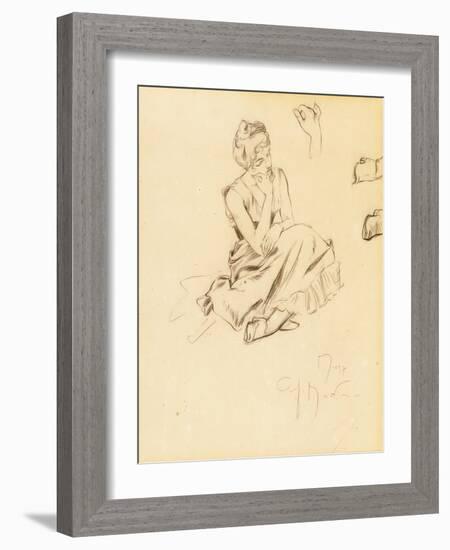 Study of a Seated Woman, 1897-Alphonse Mucha-Framed Giclee Print