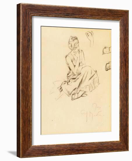 Study of a Seated Woman, 1897-Alphonse Mucha-Framed Giclee Print