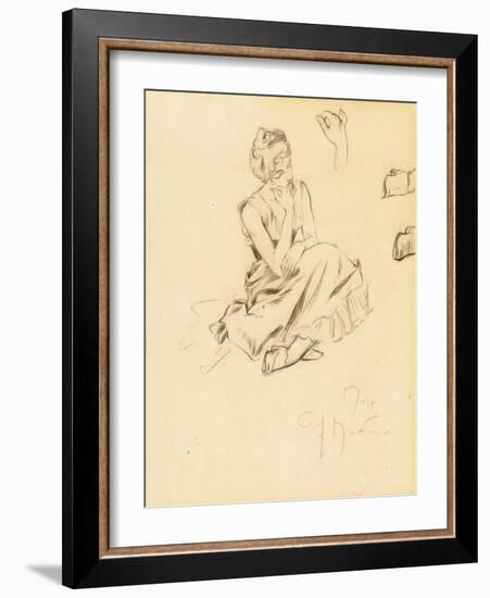 Study of a Seated Woman, 1897-Alphonse Mucha-Framed Giclee Print