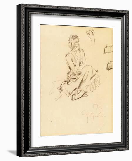 Study of a Seated Woman, 1897-Alphonse Mucha-Framed Giclee Print