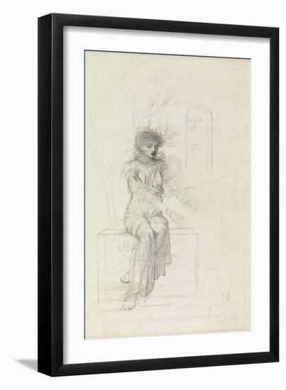 Study of a Seated Woman (Pencil on Paper)-John Melhuish Strudwick-Framed Giclee Print