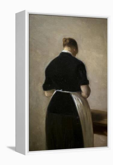 Study of a standing woman, back view, 1884-88-Vilhelm Hammershoi-Framed Premier Image Canvas