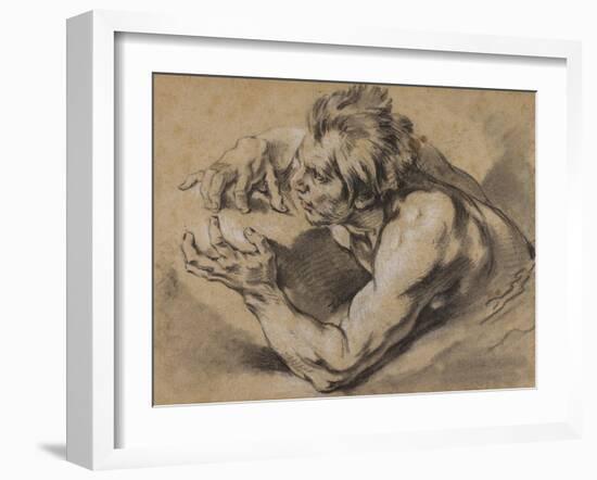 Study of a Triton, 1748-53-Francois Boucher-Framed Giclee Print