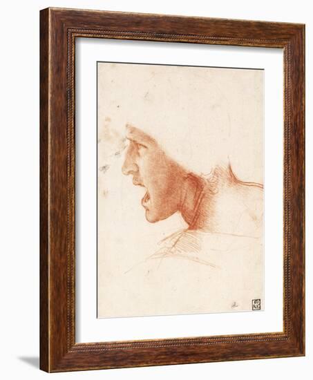 Study of a Warrior's Head for the Battle of Anghiari by Leonardo Da Vinci-Leonardo Da Vinci-Framed Giclee Print