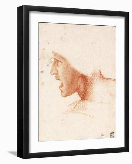 Study of a Warrior's Head for the Battle of Anghiari by Leonardo Da Vinci-Leonardo Da Vinci-Framed Giclee Print