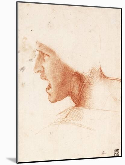 Study of a Warrior's Head for the Battle of Anghiari by Leonardo Da Vinci-Leonardo Da Vinci-Mounted Giclee Print