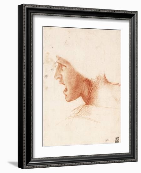 Study of a Warrior's Head for the Battle of Anghiari by Leonardo Da Vinci-Leonardo Da Vinci-Framed Giclee Print