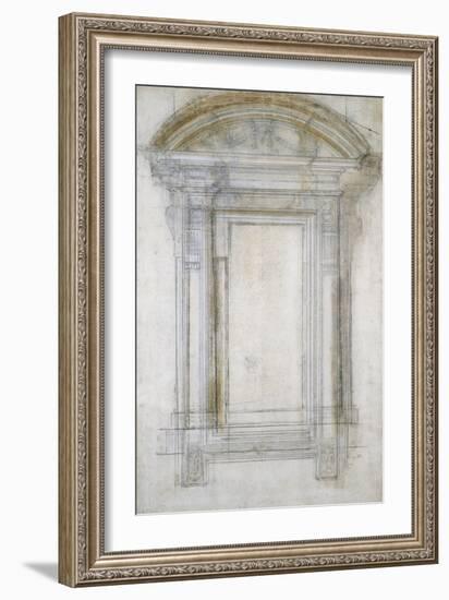 Study of a Window with a Semi-Circular Gable, C.1546-Michelangelo Buonarroti-Framed Giclee Print