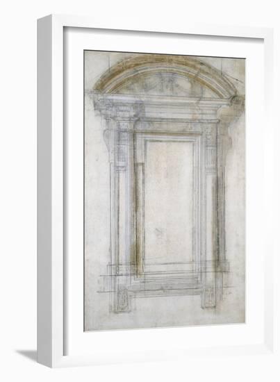 Study of a Window with a Semi-Circular Gable, C.1546-Michelangelo Buonarroti-Framed Giclee Print