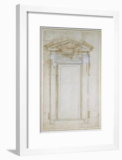 Study of a Window with Triangular Gable, C.1546-Michelangelo Buonarroti-Framed Giclee Print