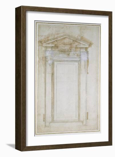 Study of a Window with Triangular Gable, C.1546-Michelangelo Buonarroti-Framed Giclee Print