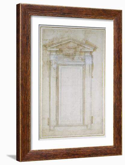 Study of a Window with Triangular Gable, C.1546-Michelangelo Buonarroti-Framed Giclee Print