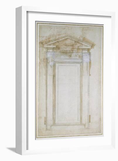 Study of a Window with Triangular Gable, C.1546-Michelangelo Buonarroti-Framed Giclee Print