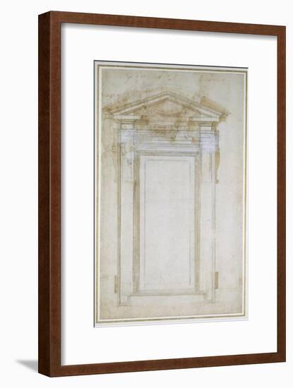 Study of a Window with Triangular Gable, C.1546-Michelangelo Buonarroti-Framed Giclee Print