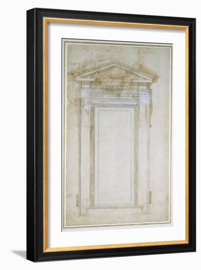 Study of a Window with Triangular Gable, C.1546-Michelangelo Buonarroti-Framed Giclee Print