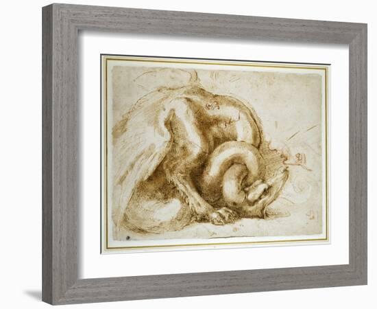 Study of a Winged Monster, C.1525-Michelangelo Buonarroti-Framed Giclee Print