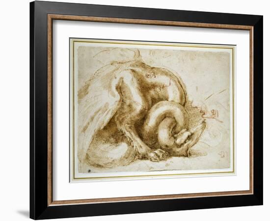 Study of a Winged Monster, C.1525-Michelangelo Buonarroti-Framed Giclee Print