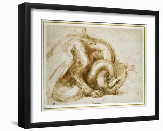 Study of a Winged Monster, C.1525-Michelangelo Buonarroti-Framed Giclee Print