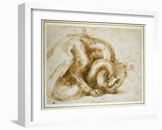 Study of a Winged Monster, C.1525-Michelangelo Buonarroti-Framed Giclee Print